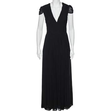 Pre Owned Class by Roberto Cavalli Black Jersey Ruched Maxi Dress M