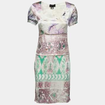 Pre Owned Class by Roberto Cavalli Multicolor Floral Printed Satin Dresses S
