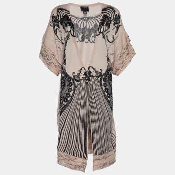 Pre Owned Class by Roberto Cavalli Light Pink Printed Knit Shrug M