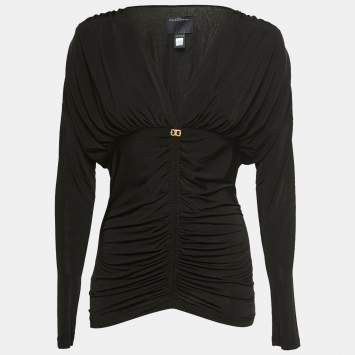 Pre Owned Class by Roberto Cavalli Black Jersey Ruched Top M