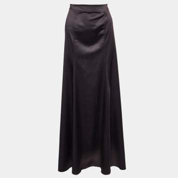 Pre Owned Just Cavalli Brown Satin Maxi Skirt L
