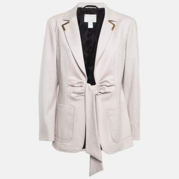 Pre Owned Class by Roberto Cavalli Light Beige Wool Blend Front Tie Jacket S