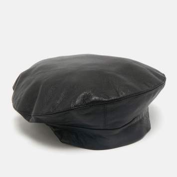 Clyde World Black Leather Beret S