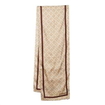 Coach Cream Logo Print Framed Silk Stole