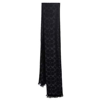 Coach Black Signature C Wrap Wool & Silk Scarf