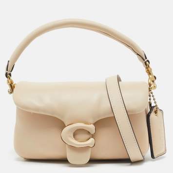 Coach Light Beige Leather Pillow Tabby Shoulder Bag