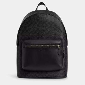 Coach West signature canvas Gunmetal Charcoal Black Backpack
