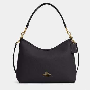 Coach Laurel pebbled leather Gold Black Handbag