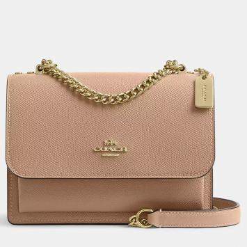 Coach Mini Klare crossgrain leather Gold Chalk Handbag