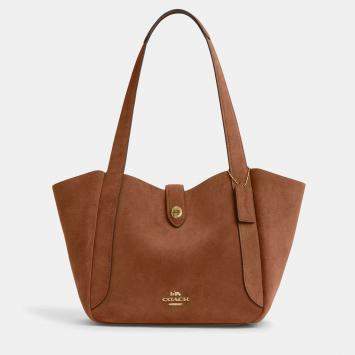 مملوكة مسبقًا Coach Hadley Turnlock Tan Suede Tote Bag