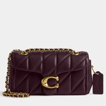 Pre Owned Coach Tabby 20 Pillow Quilting Black Currant Leather Shoulder Bag