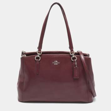Pre Owned Coach Christie Carryall Large Burgundy Leather Satchel