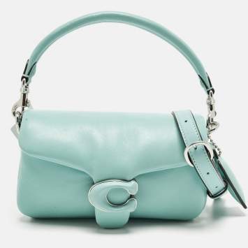 Pre Owned Coach Tabby Pillow 18 Light Blue Leather Shoulder Bag