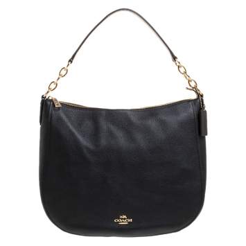 Pre Owned Coach Black Leather  Chelsea 32 Hobo