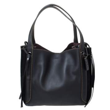 Pre Owned Coach Black Suede and Leather Harmony Shoulder Bag
