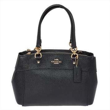 Pre Owned Coach Black Leather Mini Brooke Carryall Satchel