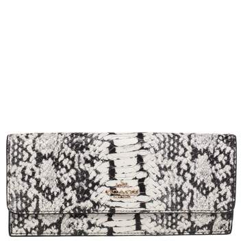 Pre Owned Coach White/Black Python Embossed Leather Madison Continental Wallet