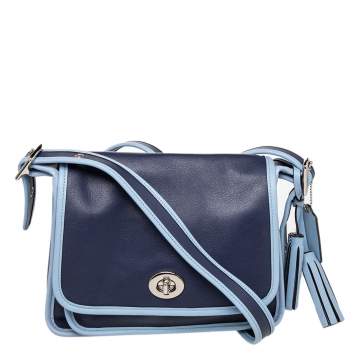 Pre Owned Coach Two-Tone Blue Leather Legacy Archival Shoulder Bag