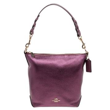 Pre Owned Coach Purple Leather Mini Abby Duffle Crossbody Bag