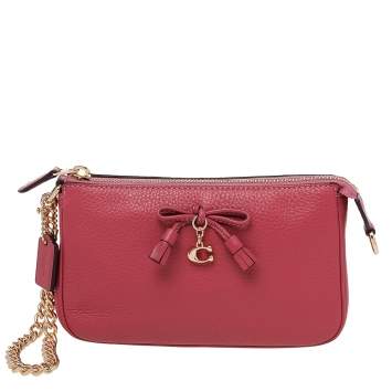 Pre Owned Coach Pink Pebbled Leather Wristlet