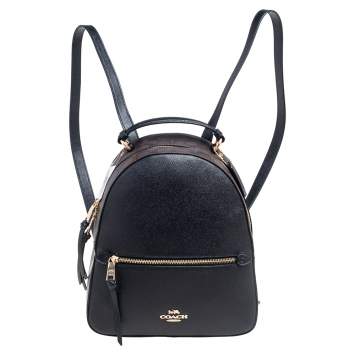 Pre Owned Coach Black/Brown Signature Coated Canvas and Leather Jordyn Backpack