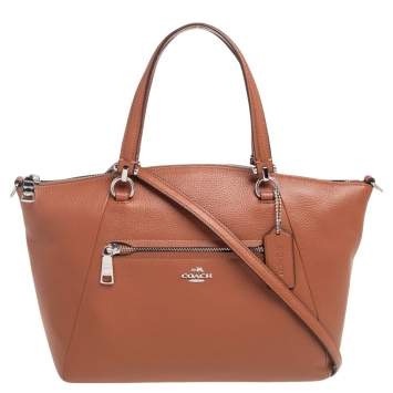 Pre Owned Coach Tan Pebbled Leather Prairie Satchel