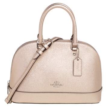 Pre Owned Coach Metallic Gold Leather Mini Sierra Satchel