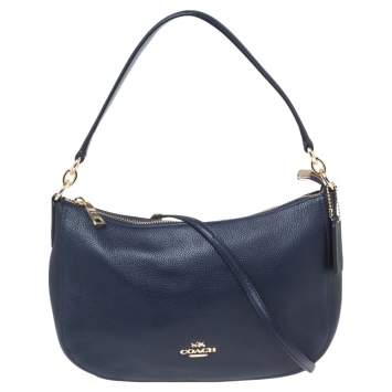 Pre Owned Coach Dark Blue Leather Bailey Hobo