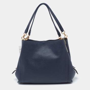 Pre Owned Coach Navy Blue Leather Dalton Shoulder Bag  