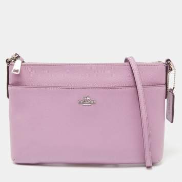 Pre Owned Coach Purple Leather Crossbody Bag 