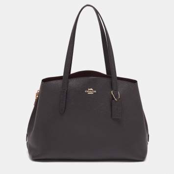 Pre Owned Coach Black Leather Charlie Carryall 40 Satchel