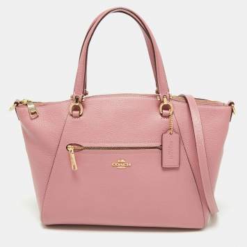 Pre Owned Coach Pink Pebbled Leather Prairie Satchel