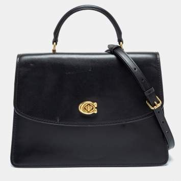 Pre Owned Coach Black Leather Parker Top Handle Bag