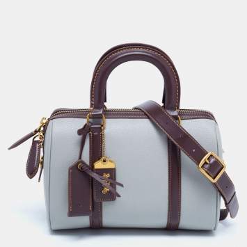 Pre Owned Coach Grey/Brown Leather Ruby 25 Satchel