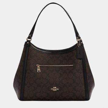 Coach Brown Signature Coated Canvas and Leather Kristy Shoulder Bag