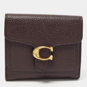 Pre Owned Coach Burgundy Leather Tabby Compact Wallet 