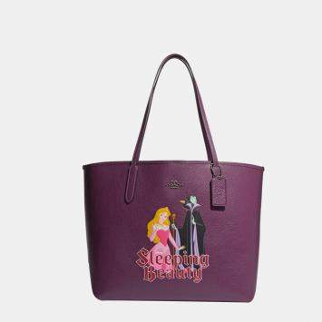Coach Purple - Signature Coated Canvas and Leather - Disney Maleficent Tote Bag