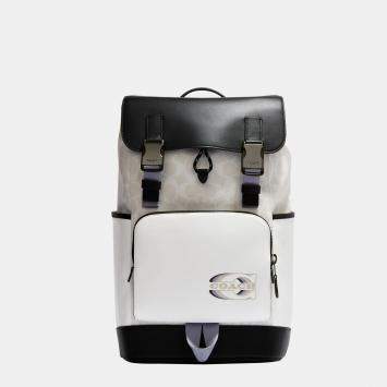 مملوكة مسبقًا Coach White & Black - Signature Coated Canvas and Leather - Track Backpack