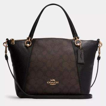 Coach Brownblack Canvas Satchel