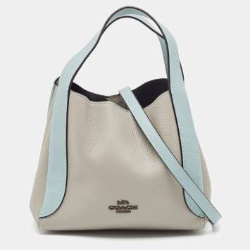 Pre Owned Coach Grey/Blue Pebbled Leather Hadley 21 Hobo