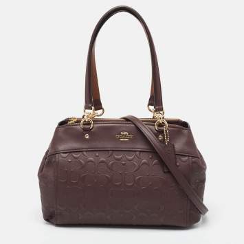 Coach Plum Signature Leather Mini Brooke Carryall Satchel