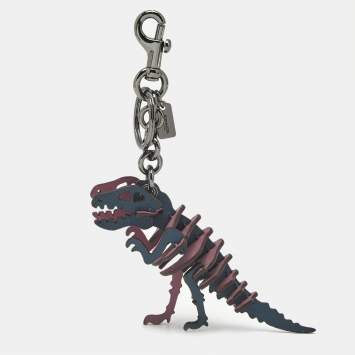 Pre Owned Coach Navy Blue/Pink Leather Small Rexy Bag Charm