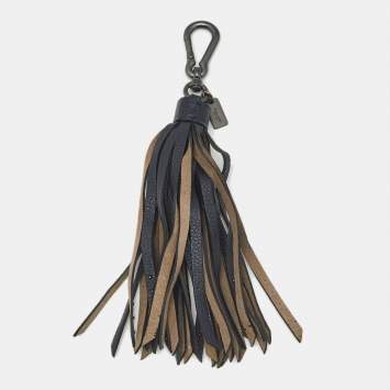 Pre Owned Chloé Navy Blue/Grey Leather Studded Tassel Bag Charm