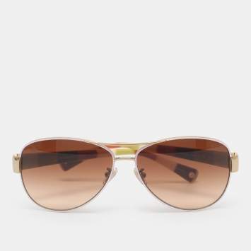 Pre Owned Coach Multicolor Brown Gradient HC7003 L012 Kristina Aviator Sunglasses 