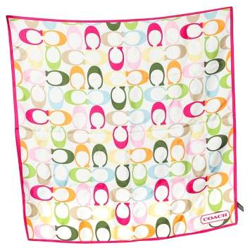 Coach Multicolor Logo Printed Silk Square Scarf
