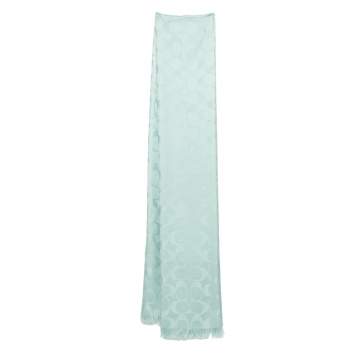Coach Green Monogram Jacquard Silk & Wool Scarf
