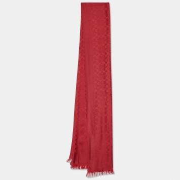 Coach Red Signature C Wrap Cotton & Silk Scarf