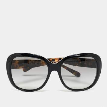 Coach Black/Dark Vintage Tortoise Round Sunglasses