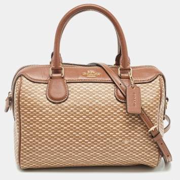 Coach Brown Printed Coated Canvas and Leather Mini Bennett Satchel