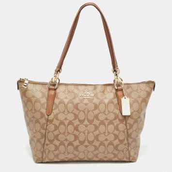 Coach Brown/Beige Signature Coated Canvas and Leather Ava Tote